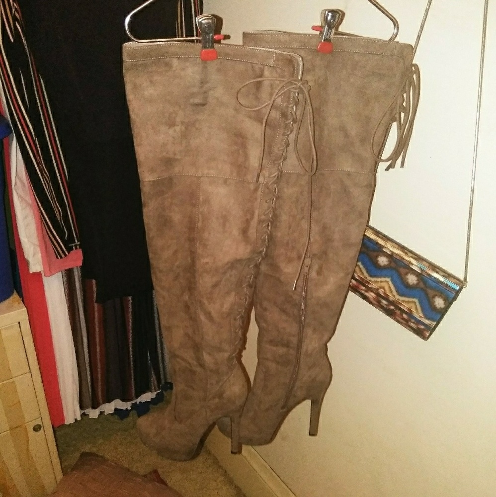 Taupe Over the knee high boot